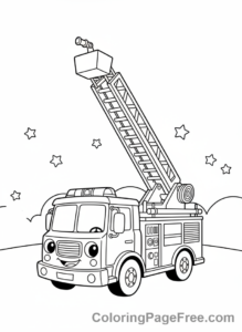 Fire Truck coloring page - Ladder extended truck