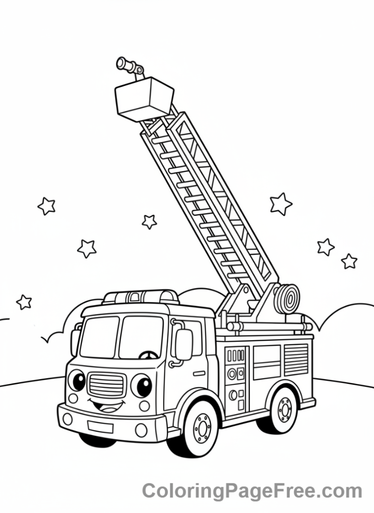 Fire Truck coloring page - Ladder extended truck