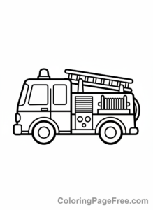 Fire Truck coloring page - Simple cartoon truck