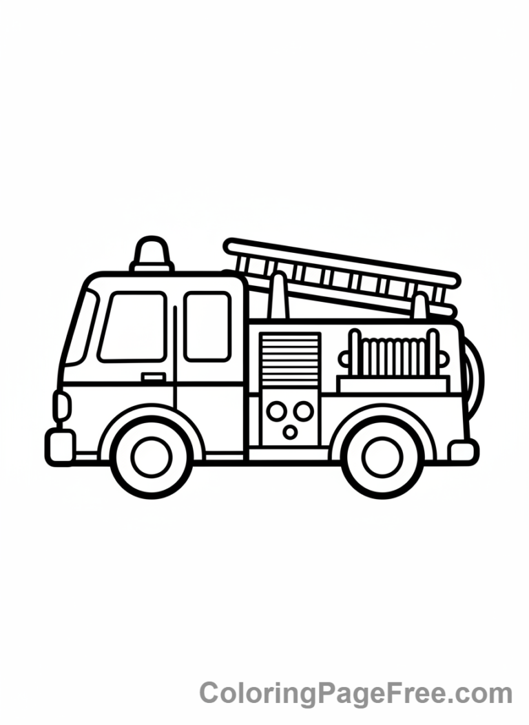 Fire Truck coloring page - Simple cartoon truck