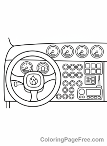 Fire Truck coloring page - Truck dashboard view
