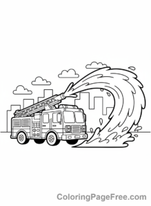 Fire Truck coloring page - Truck spraying water