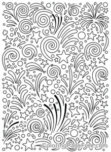 Fireworks coloring page - Abstract firework patterns