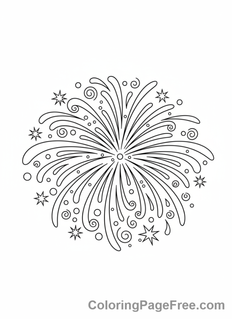 Fireworks coloring page - Close-up firework burst
