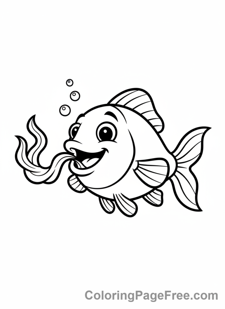 Fish coloring page - Fish eating seaweed