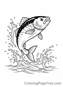 Fish coloring page - Fish jumping water