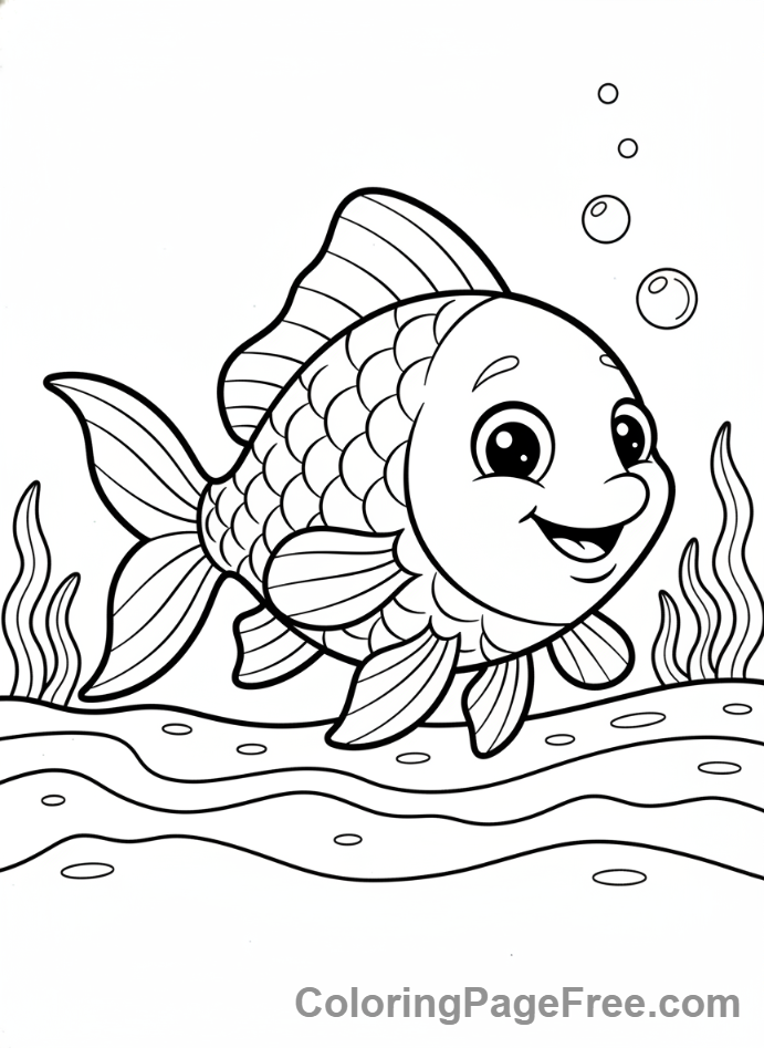 Fish coloring page - Friendly fish swimming