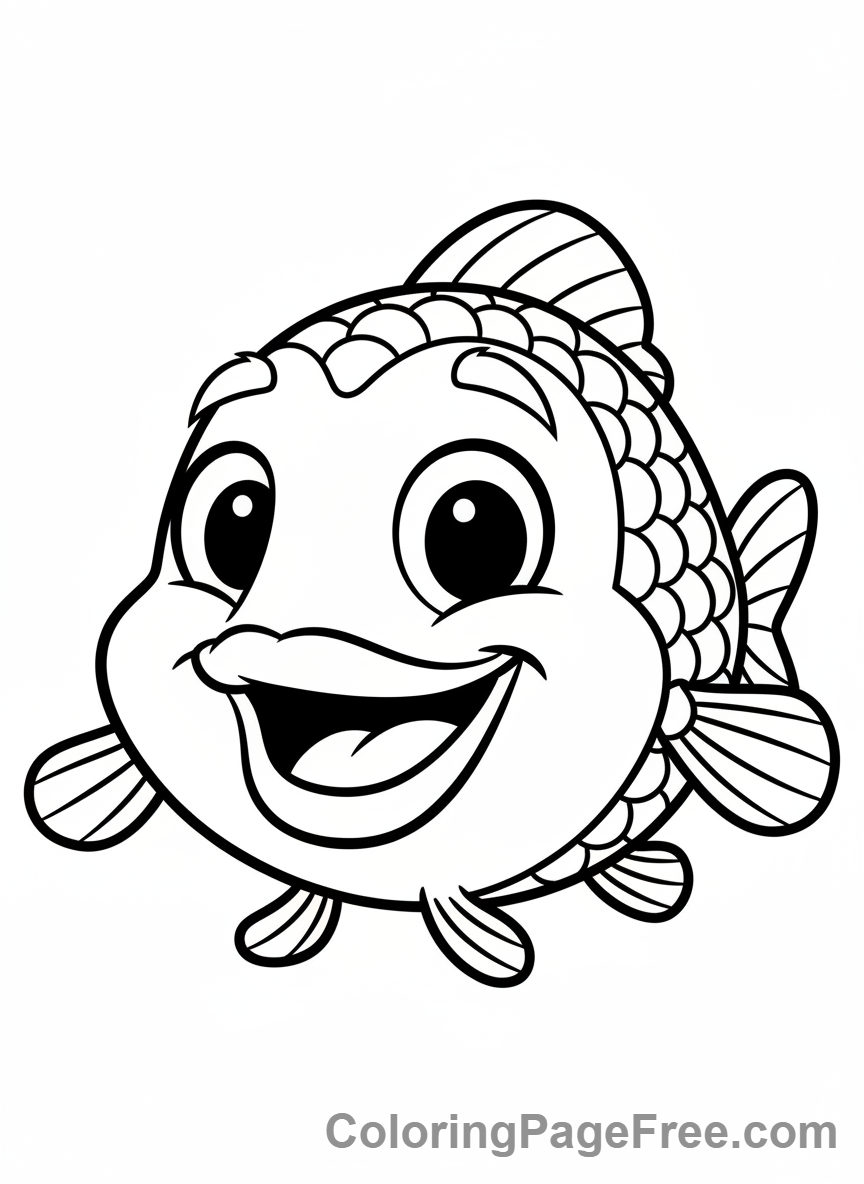 Fish coloring page - Happy fish face