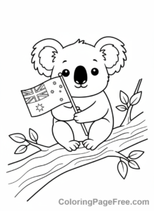 Flags coloring page - Australian Flag Koala