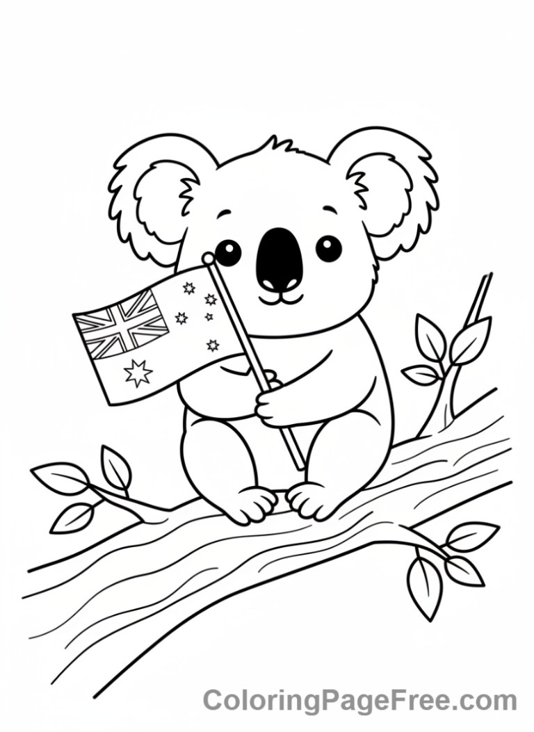 Flags coloring page - Australian Flag Koala