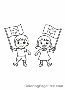 Flags coloring page - Canadian Flag Parade