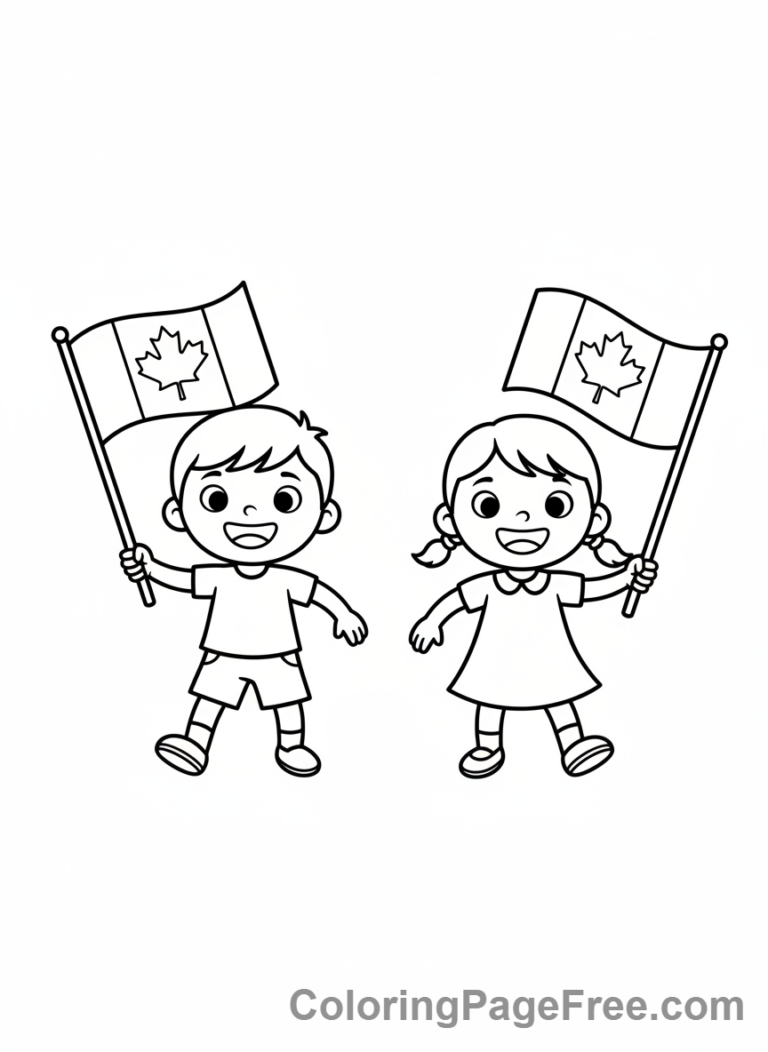Flags coloring page - Canadian Flag Parade