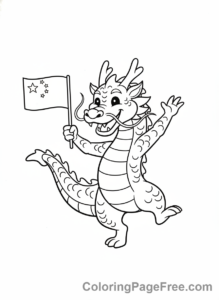 Flags coloring page - Chinese Flag Dragon Dance