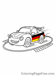 Flags coloring page - German Flag Racecar