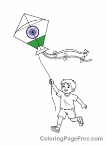 Flags coloring page - Indian Flag Kite