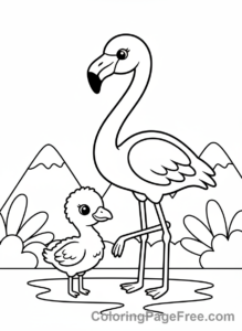 Flamingo coloring page - Baby flamingo fluffy