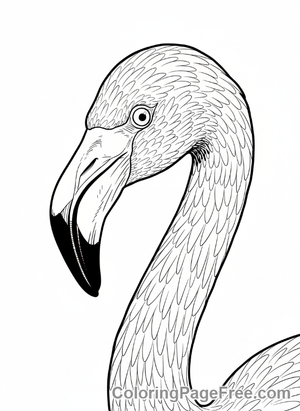 Flamingo coloring page - Flamingo head close-up