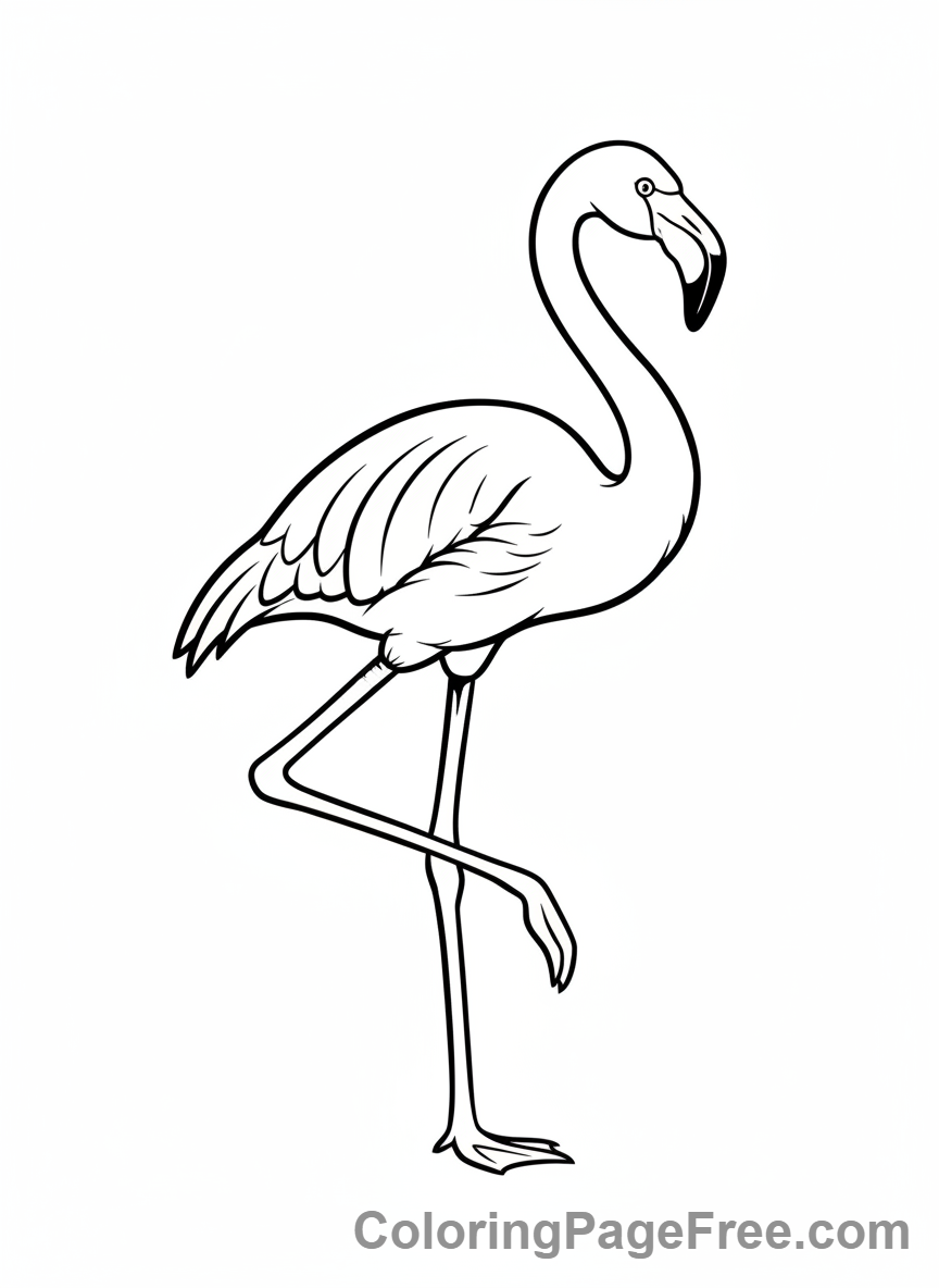 Flamingo coloring page - Flamingo one leg