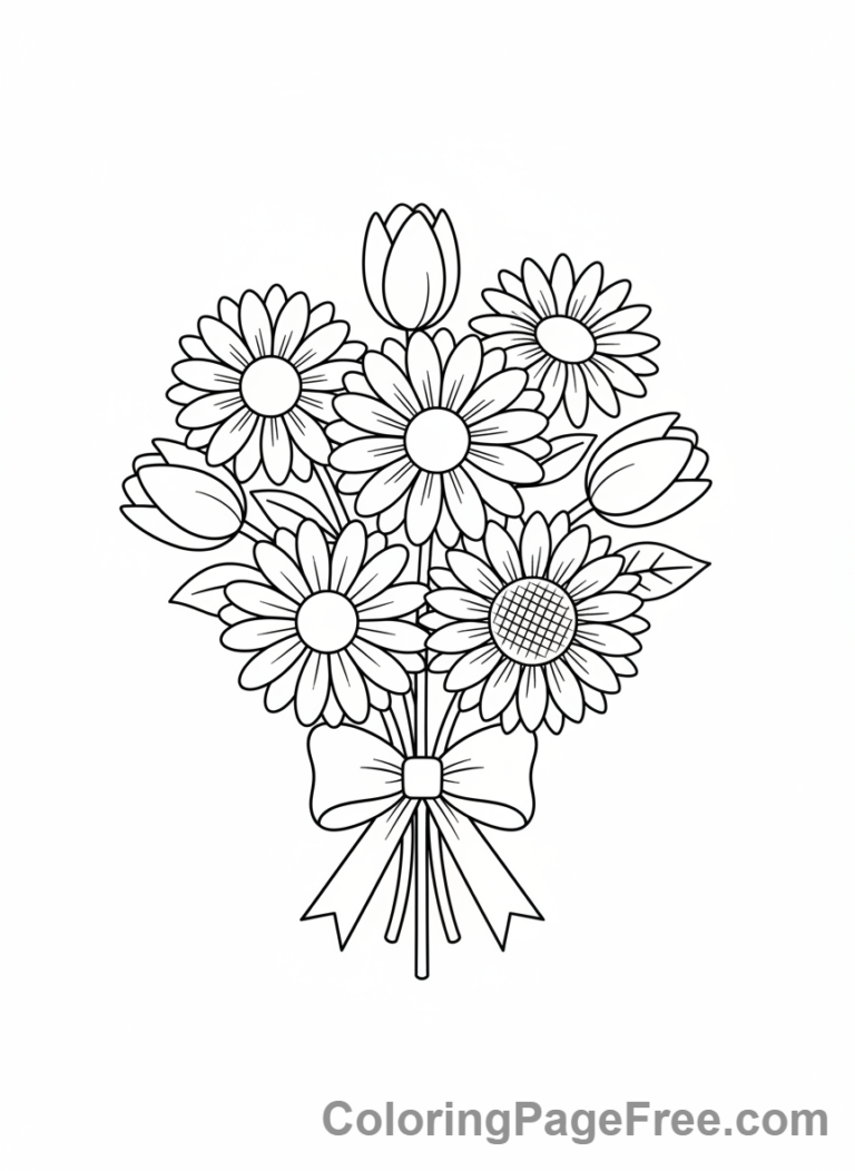 Flowers coloring page - Flower bouquet