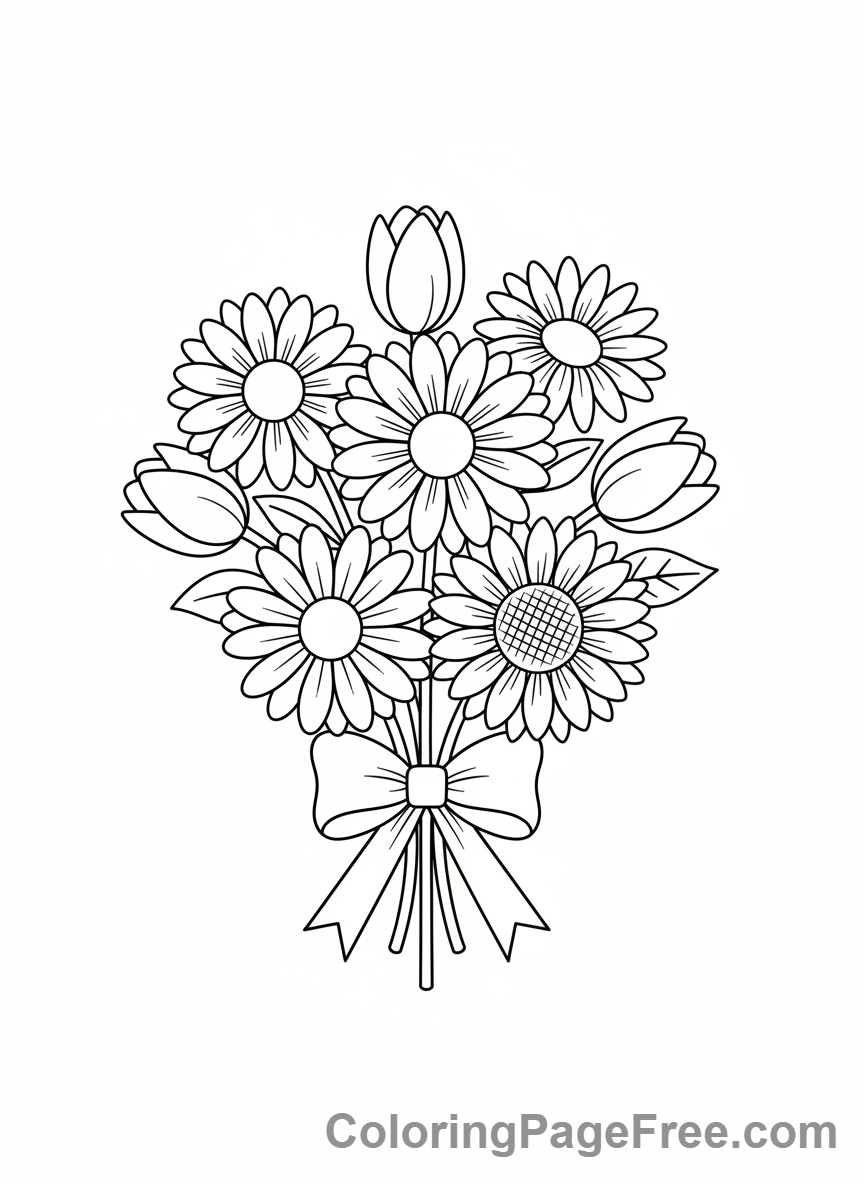 Flowers coloring page - Flower bouquet