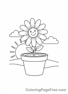 Flowers coloring page - Flower in pot