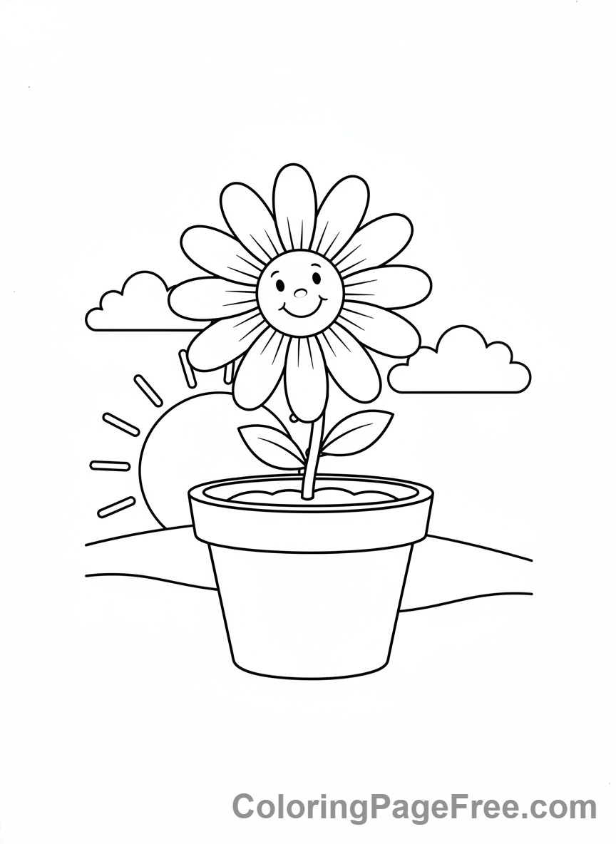 Flowers coloring page - Flower in pot