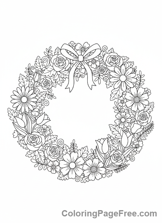 Flowers coloring page - Flower wreath design