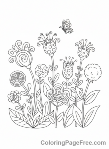 Flowers coloring page - Garden flowers scene