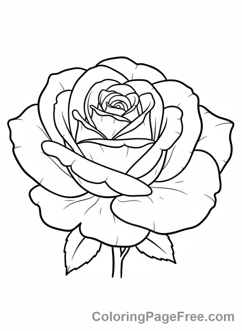 Flowers coloring page - Rose close-up