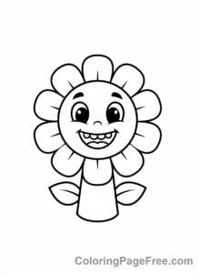Flowers coloring page - Smiling cartoon flower