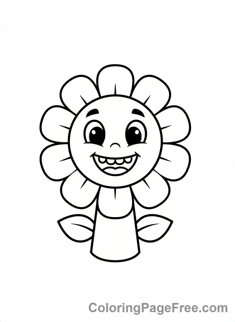 Flowers coloring page - Smiling cartoon flower
