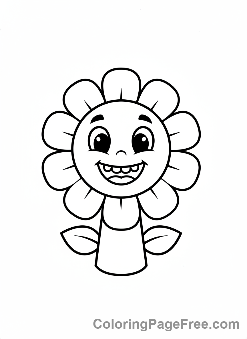 Flowers coloring page - Smiling cartoon flower