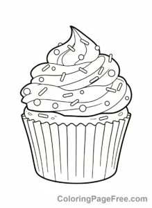 Food coloring page - Decorated cupcake sprinkles