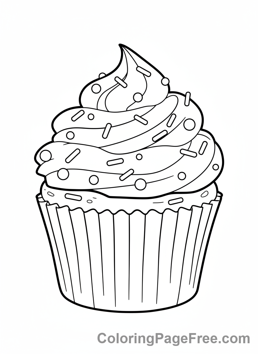 Food coloring page - Decorated cupcake sprinkles