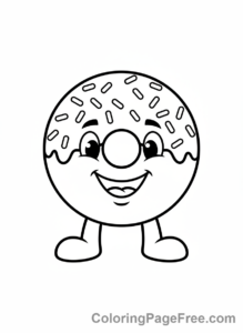 Food coloring page - Donut with sprinkles