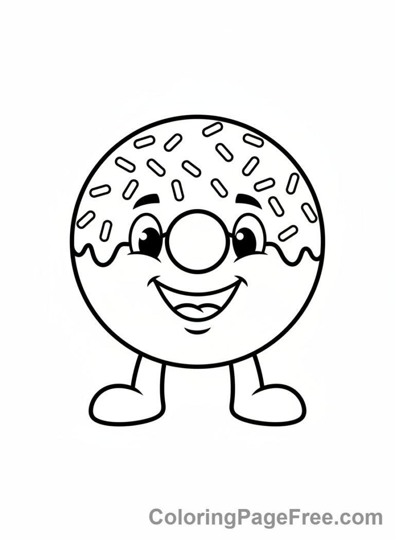 Food coloring page - Donut with sprinkles