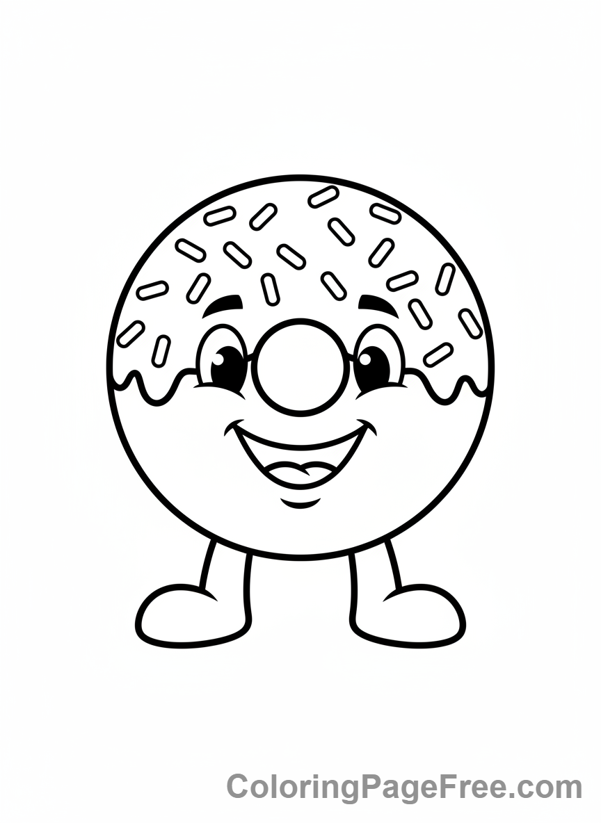 Food coloring page - Donut with sprinkles