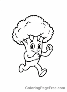 Food coloring page - Energetic broccoli character