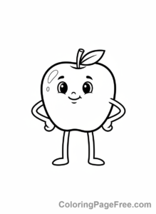 Food coloring page - Happy apple character
