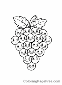 Food coloring page - Happy bunch of grapes