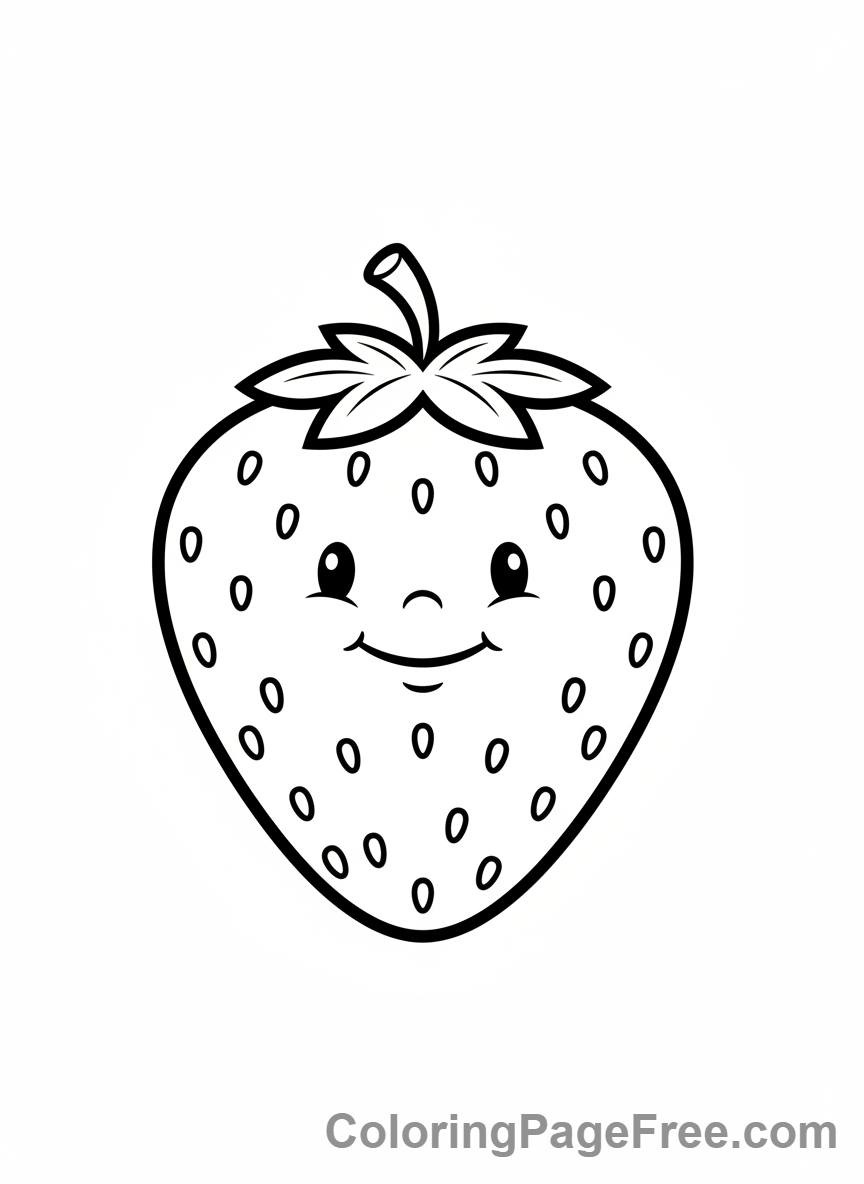 Food coloring page - Juicy strawberry character