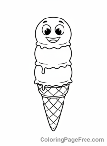 Food coloring page - Melting ice cream cone