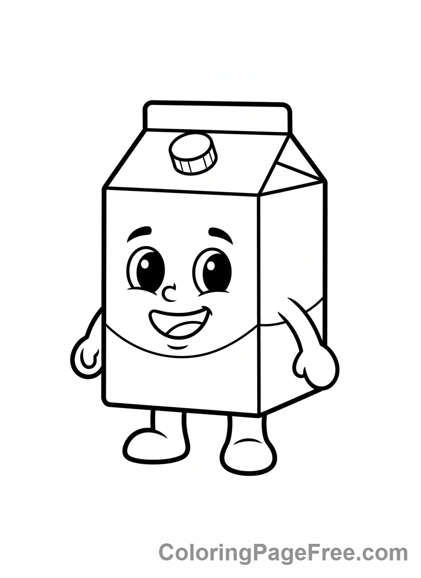 Food coloring page - Smiling milk carton