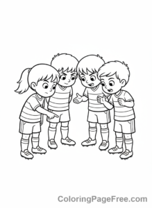 Football coloring page - Football team huddle