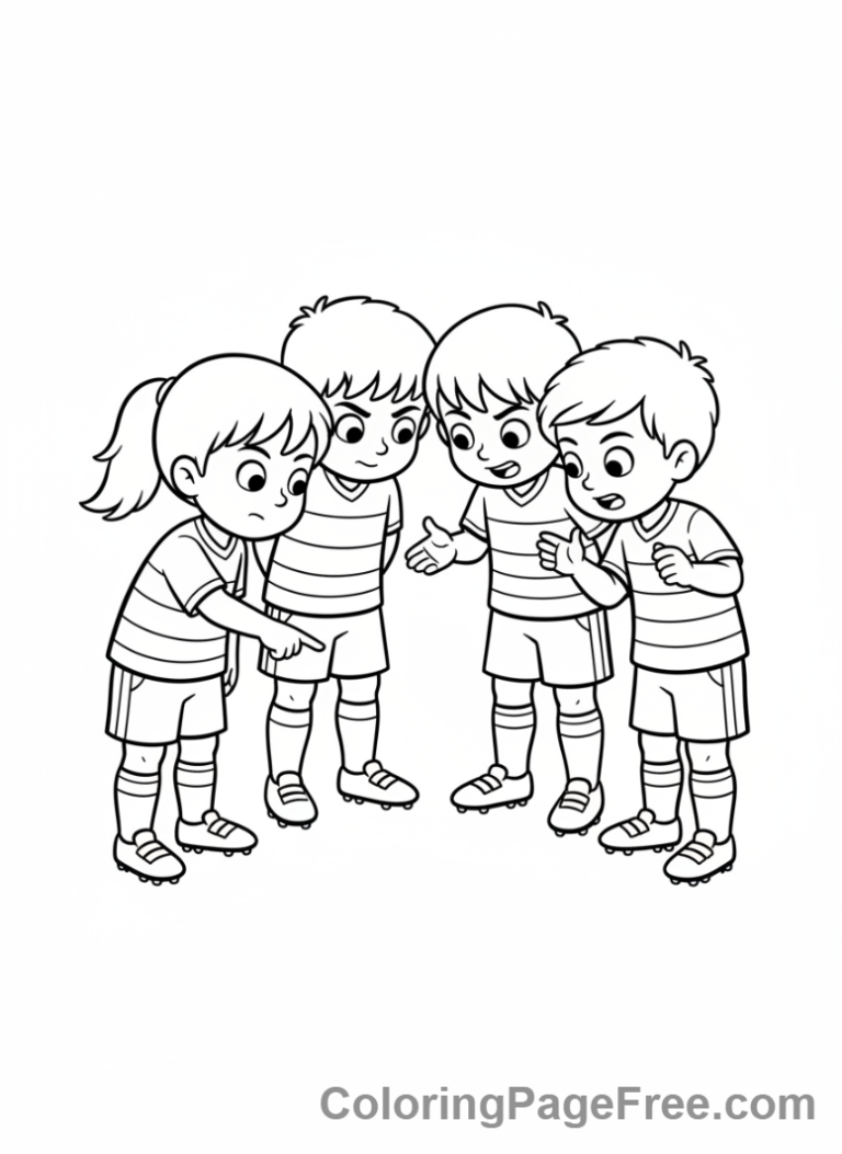 Football coloring page - Football team huddle