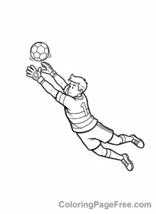 Football coloring page - Goalkeeper catching ball