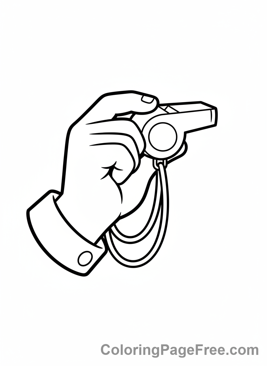 Football coloring page - Referee blowing whistle