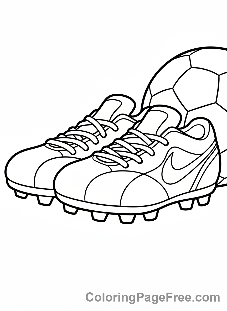 Football coloring page - Soccer cleats close-up