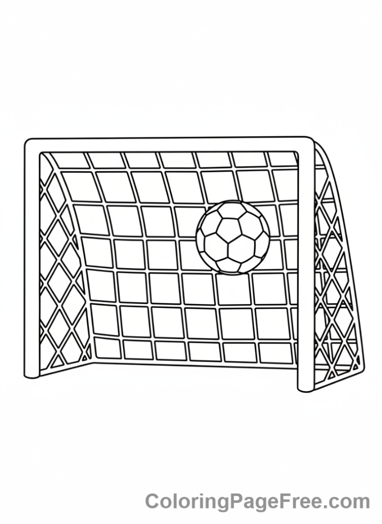 Football coloring page - Soccer goal and ball