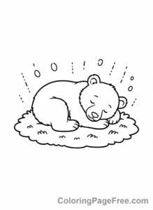 Forest Animals coloring page - Bear cub sleeping